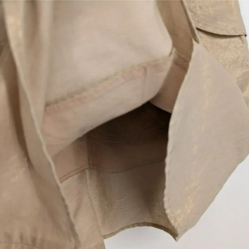 Anthropologie Edme & Esyllte Gilded Lily Tiered Skirt 0 Gold Shimmer Lined Slit